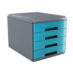 Cassettiera 4 cassetti Plastic Desk - colore celeste