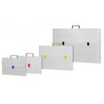 Valigetta in polionda - 52x75 cm - dorso 4 cm - bianco - accessori colorati