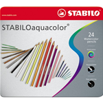 Matite colorate Aquacolor Stabilo - Scatola in metallo - 2,8 mm - da 6 anni - ( 24 pz.)