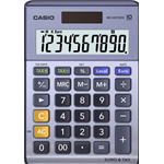 CASIO MS-100TERII calcolatrice da tavolo - Display a 10 cifre, euroconvertitore e struttura blu in metallo