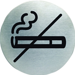 Pittogramma in acciaio rotondo - area non fumatori - Ø 83 mm