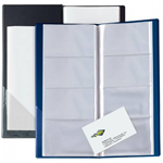 Portabiglietti da visita - PVC - 16 buste a 4 tasche - 27,5x12,5 cm - blu
