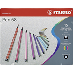Pennarelli Stabilo Pen 68 - Scatola in metallo - assortiti - 1 mm - da 7 anni - 15 colori