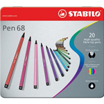 Pennarelli Stabilo Pen 68 - Scatola in metallo - assortiti - 1 mm - da 7 anni - 20 colori